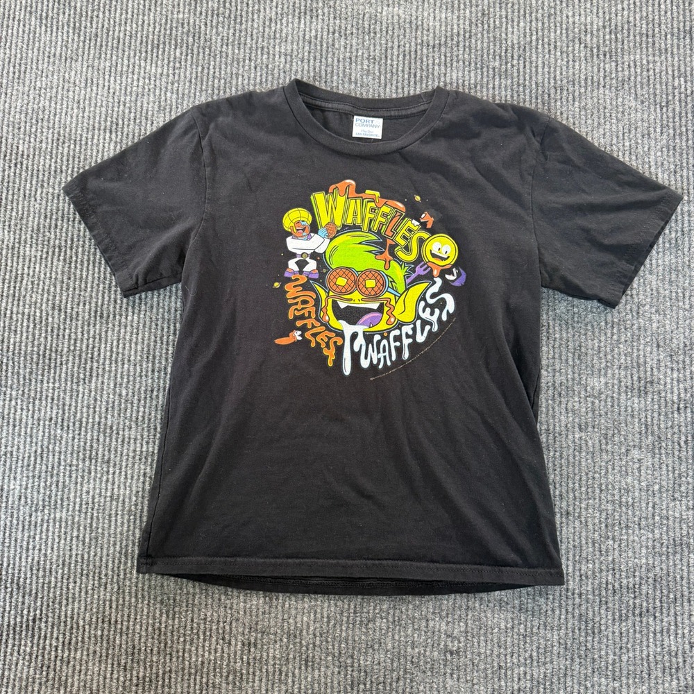 Port & Company Kids Teen Titans Go Waffles Graphic T Shirt Black Short Sleeve